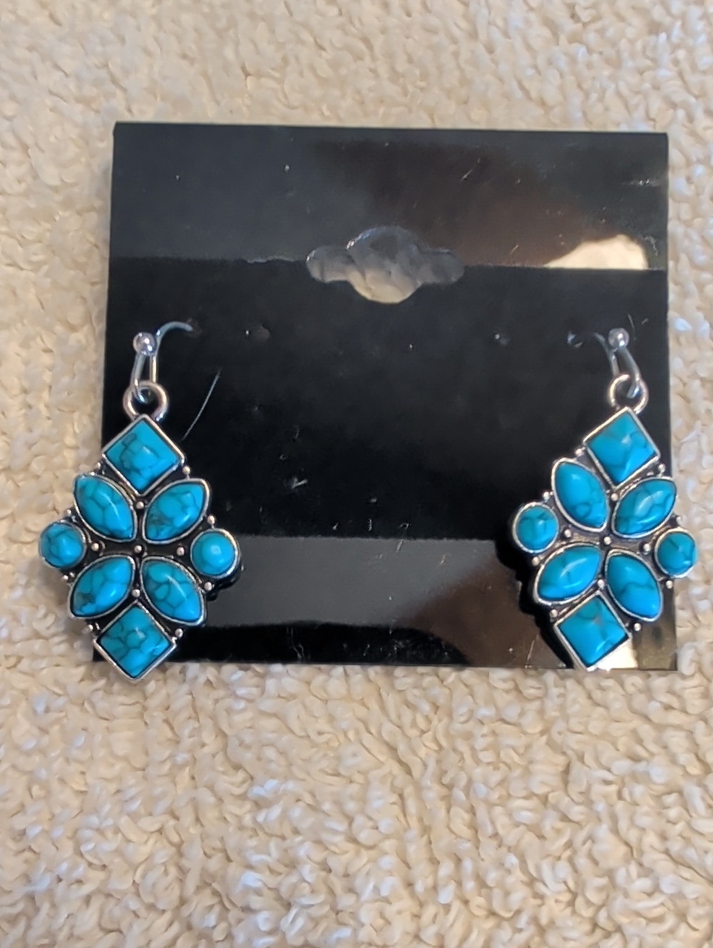 Turquoise Floral Drop Earrings - Blue Fashion Jewelry
